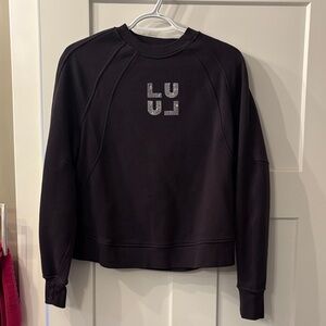lululemon athletica Black Crewneck Sweatshirt with Silver Logo